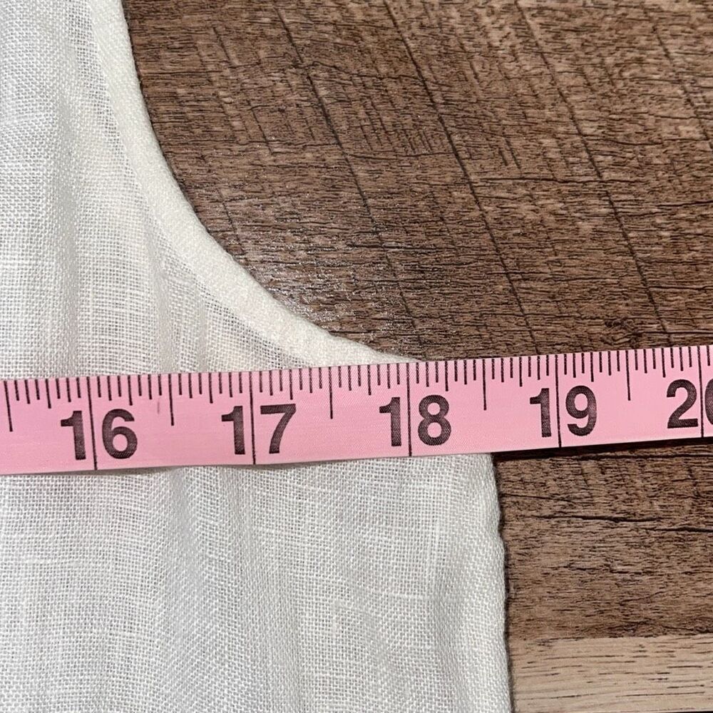 Faherty Womens Bria Sleeveless Lace Trim Linen Belted Dress Cream Size Small - Picture 13 of 14